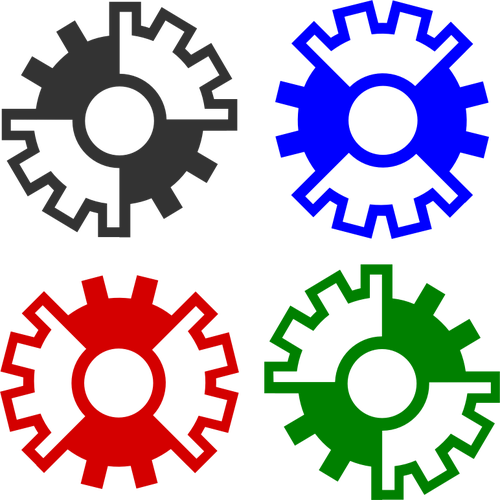 Vector illustration of 4 colored gear wheels