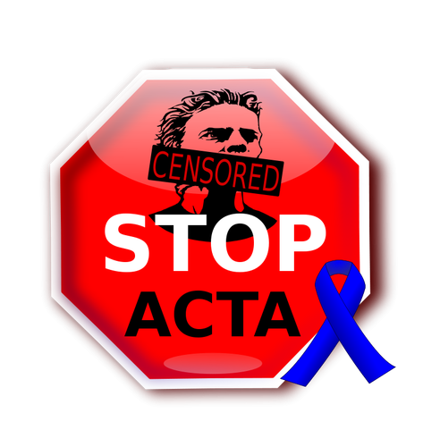 Stop ACTA Schild mit blauen Band-Vektor-Bild