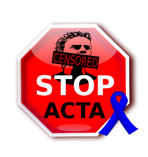 ×¡×™×ž×Ÿ ACTA ×œ×”×¤×¡×™×§ ×¢× ×¡×¨×˜ ×›×—×•×œ ×‘×ª×ž×•× ×” ×•×§×˜×•×¨×™×ª