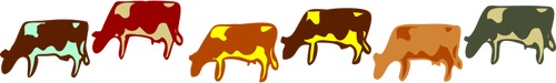Kolorowe krowy zestaw ilustracji wektorowych