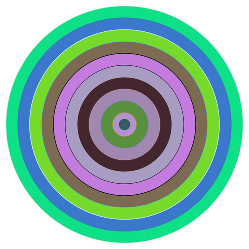 Vector graphics of circle in different shades of green and purple