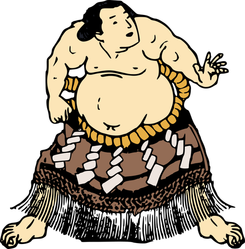 Immagine del lottatore di sumo in una gonna