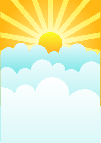 Soare Ã®n creÅŸtere deasupra norilor de desen vector