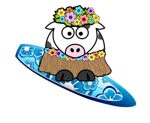 Immagine vettoriale di surfista mucca