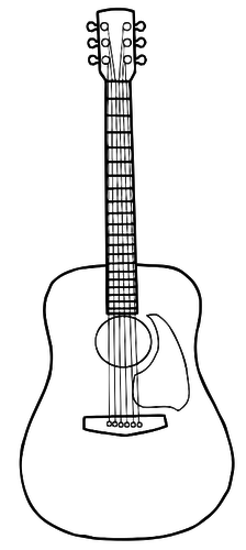 Enkel linje kunst vektor image av akustisk gitar