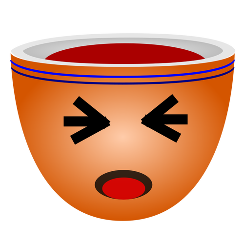 Illustrasjon av oransje kopp kaffe med Ã¸ynene tett lukket