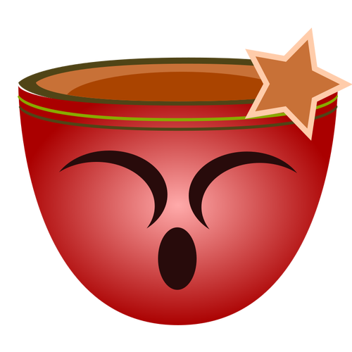 Image vectorielle de tasse rouge avec femme visage souriant