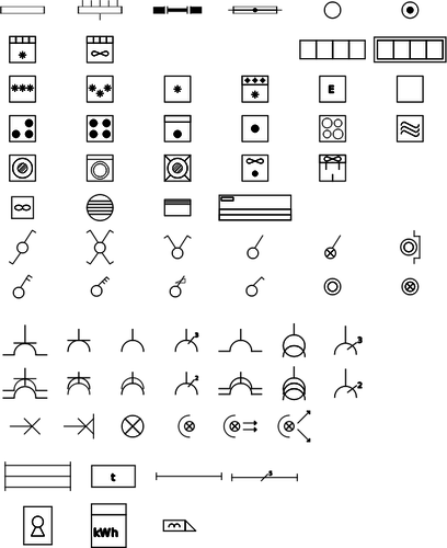 Vektor-Illustration einer Menge der inlÃ¤ndische elektrische Symbole