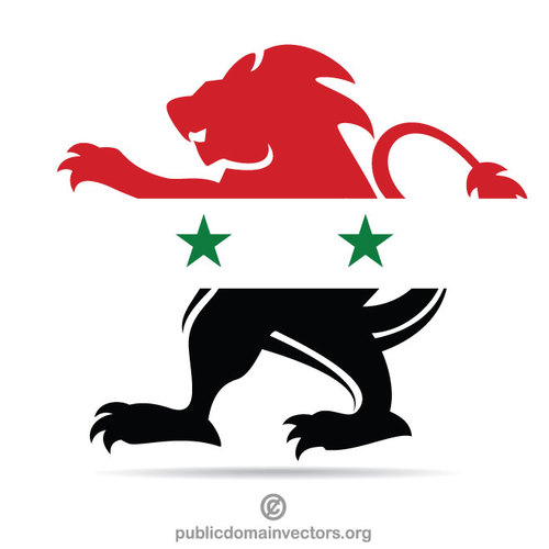 Bendera Suriah pada singa heraldik