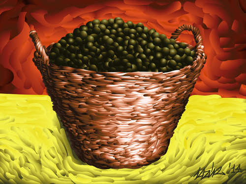 Basket full of olives vector image