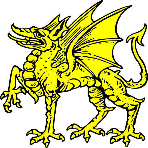 Yellow dragon vektor ClipArt