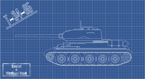T-34-85 tank technische vector tekening