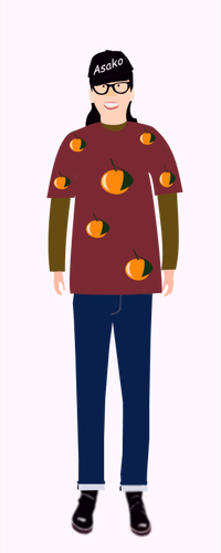 Vector illustraties voor trendy guy in t-shirt met oranje patroon