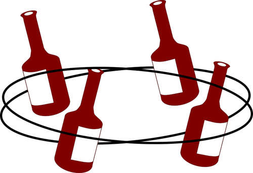 Vector illustratie van vier dansende flessen