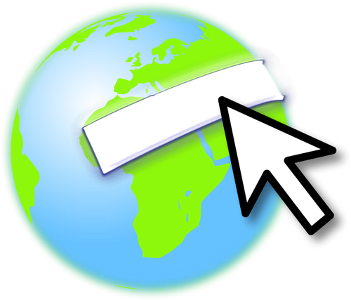 Logo bumi dengan mouse pointer vektor gambar
