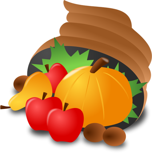 Vector illustraties van levensmiddelen mand met een pompoen