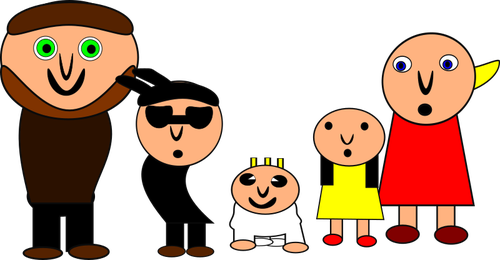 Vektor Klipart divnÃ¡ karikatura rodiny