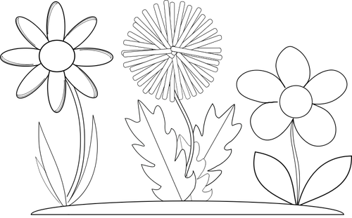 Vektorgrafik tre fÃ¤rg bok blommor