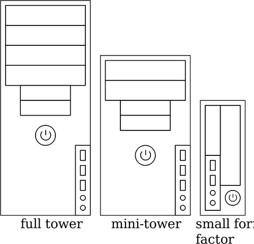 Drie soorten computer gevallen vector tekening