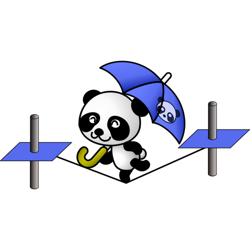 Panda em uma imagem de vetor na corda bamba