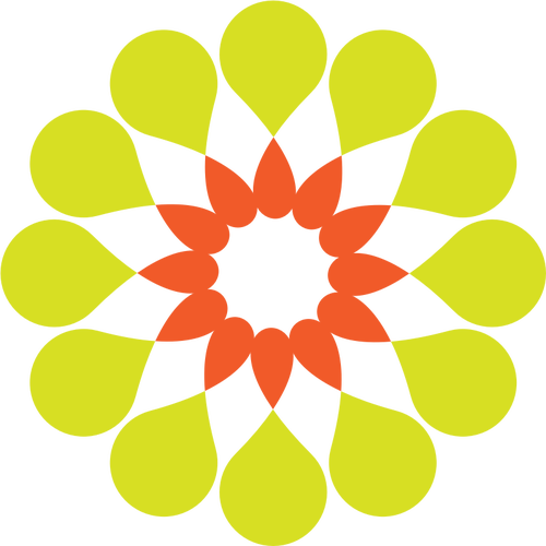 Grafika wektorowa zielony i pomaraÅ„czowy kwiat streszczenie