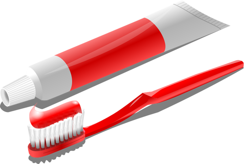 Tandborste med tandkrÃ¤m tub vektor ClipArt