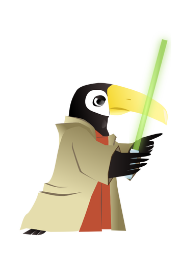 Wektor rysunek pingwina z mieczem Å›wietlnym