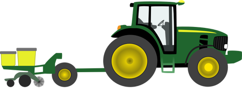 Tractor agricol cu plantator graficÄƒ vectorialÄƒ