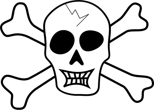 Vektorgrafik gebrochenen SchÃ¤del Pirat Zeichen