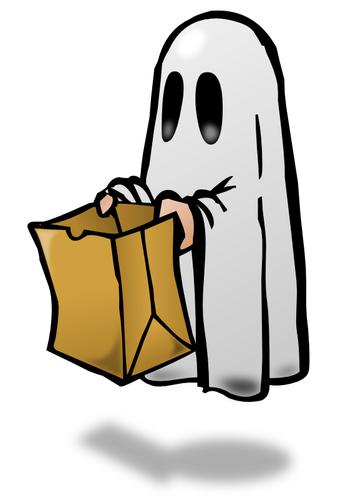 Fantasma con una bolsa de papel con ImÃ¡gen Vectorial