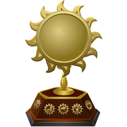 Vektorritning guld solen formade Trophy