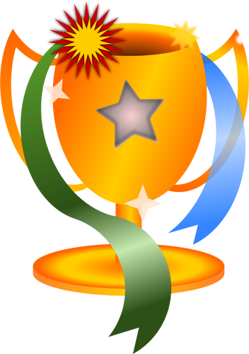 Trophy with ribbons vector image