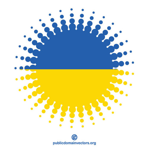 Bendera Ukraina elemen halftone