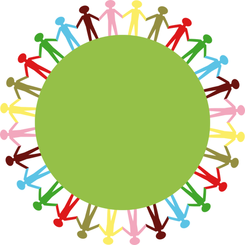 Clipart de personnes se tenant les mains autour de cercle vert