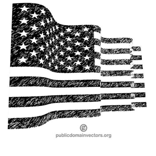 Svart-hvitt bÃ¸lgete amerikansk flagg