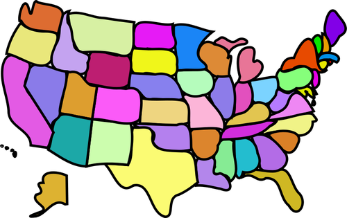 Carte des Etats-Unis sans image vectorielle de lÃ©gende