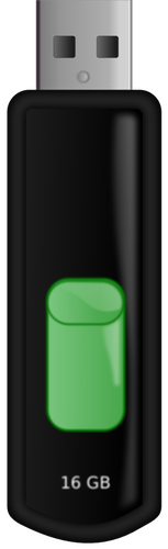 GrÃ¡ficos vetoriais de retrÃ¡til preto e verde USB memÃ³ria flash