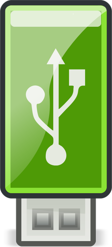 Clip art wektor, maÅ‚y zielony USB Stick