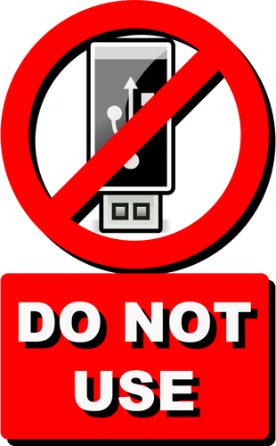 Clipart vectoriels de faire non sur Ã©tiquette utilisation USB stick