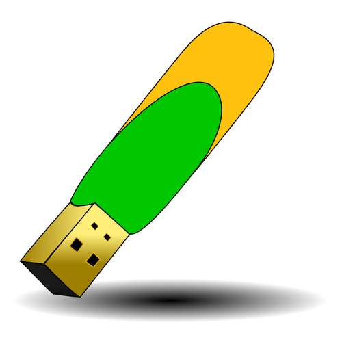 GrÃ¡ficos vectoriales de verde y naranja USB stick Close-up
