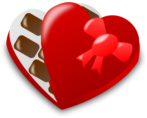 Vektor ilustrasi berbentuk hati merah cokelat kotak setengah terbuka