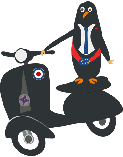 PingÃ¼ino en una imagen vectorial de scooter
