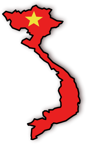 Mapa e bandeira do Vietname