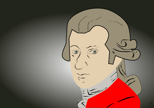Desenho de retrato de Wolfgang Amadeus Mozart