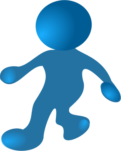 Blue character walking vector drawing