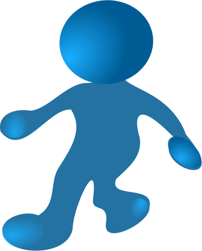 Blue character walking vector drawing