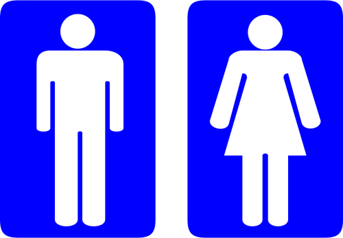 Imagine vectorialÄƒ albastru feminin ÅŸi masculin toaletÄƒ pÄƒtrat semne