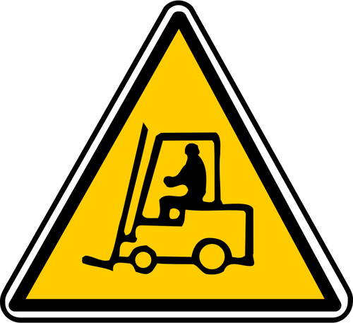 Vektor illustration av triangulÃ¤ra gaffeltruck varningstecken