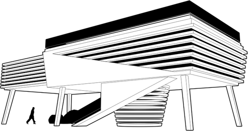 Grafica vettoriale di costruzione del Museo modernista