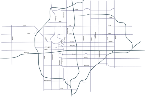 Straat kaart van Wichita (Kansas)